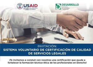 Abogados y estudiantes apoyarán proceso para certificar la calidad de servicios legales