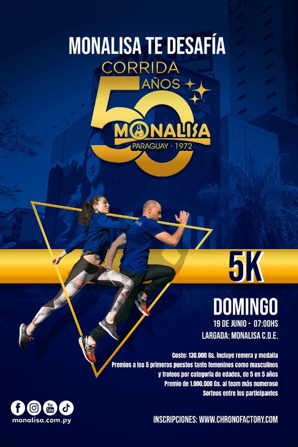 Preparan corrida 5K por el cincuentenario de Monalisa - La Clave