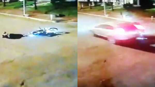 Conductor embistió a un motociclista, dejándolo tirado e inconsciente