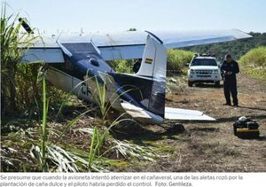 Cae avioneta con matrícula boliviana en un cañaveral de Iturbe