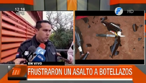 Repartidores lanzan botellas y cajones de cerveza a delincuente y frustran asalto