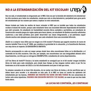 Gremio de estudiantes rechaza estandarización del kit escolar y denuncia "ninguneo" del MEC - ADN Digital