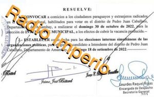 TSJE convoca a elecciones para Intendente Municipal  en Pedro Juan Caballero - Radio Imperio