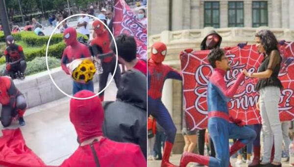 Joven se disfraza de Spider-Man para pedirle matrimonio a su novia
