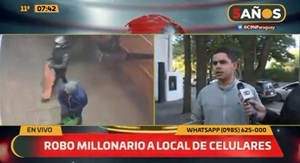 Delincuentes se llevan casi 30 celulares en asalto a local en Villa Morra