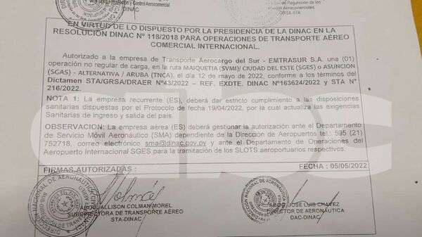 El 5 de mayo Dinac ya autorizó que avión iraní ingrese a Paraguay - Nacionales - ABC Color