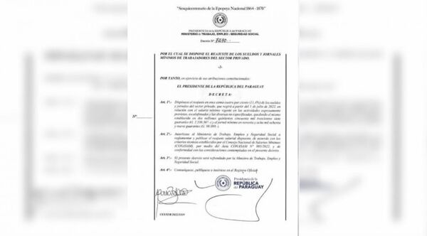 Ejecutivo promulga decreto que oficializa aumento del salario mínimo - Radio Imperio