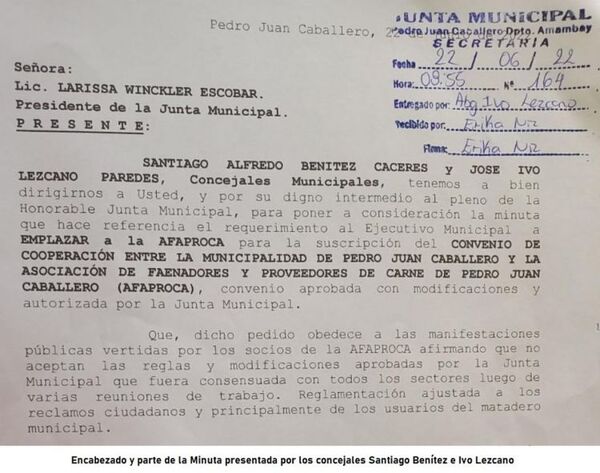Concejales Municipales emplazan por 48 horas a la Asociación de Faenadores para firma de convenio