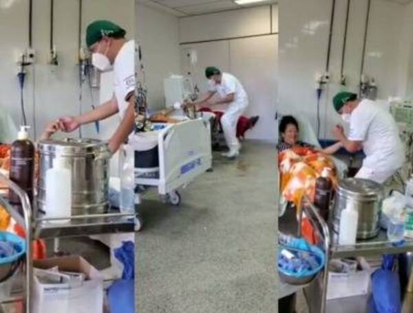 Crónica / [VIDEO] Al ritmo de cumbia, un enfermero alivia a sus pacientes