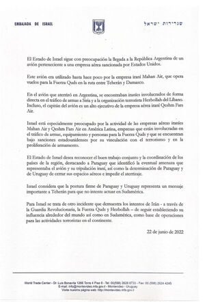 Israel destaca labor de inteligencia de Paraguay en el caso del avión iraní - El Trueno