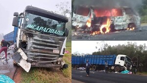Un muerto en brutal choque entre trasganado y furgoneta en Caaguazú - Noticiero Paraguay