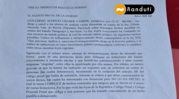 Fiscalía toma denuncia contra diputada que admitió pagar coima