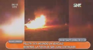 Pelota tatá causa incendio de vehículo en San Lorenzo