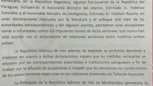 Irán acusa a Paraguay de mantener enfoque sionista en caso del avión