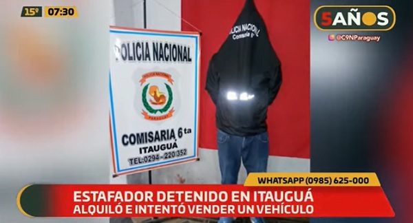 Detienen a hombre que intentó vender vehículo alquilado, según denuncia