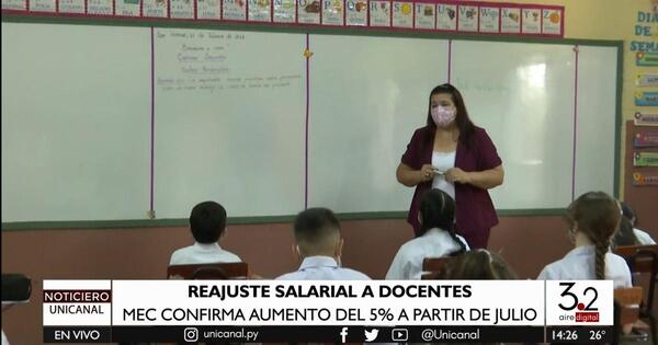 Confirman aumento salarial del 5% para docentes desde el mes de julio
