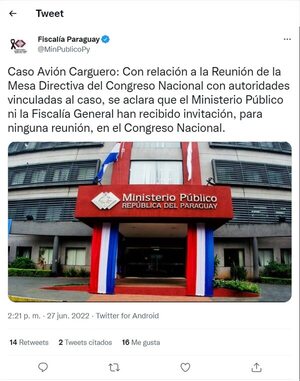 Fiscalía dice que no fue invitada por el Congreso para hablar sobre el avión iraní - Nacionales - ABC Color