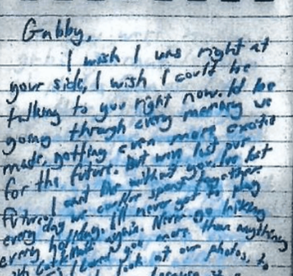 Sale a la luz la carta que escribió el asesino de la influencer Gabby Petito - C9N