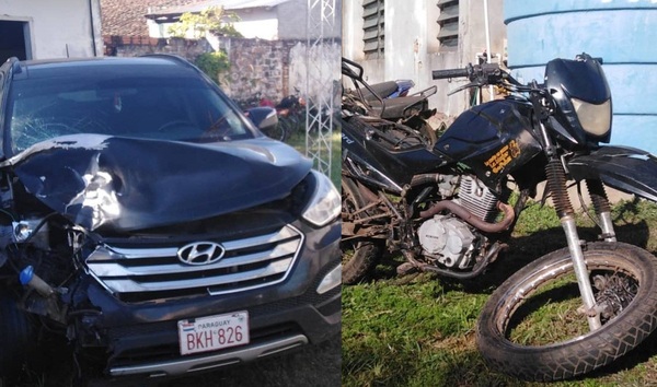 Colisión entre camioneta y motocicleta con un accidentado de consideración - Noticiero Paraguay