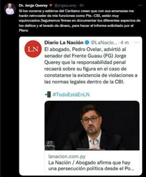 Querey, firme ante amenazas del cartismo por investigación de CBI - Política - ABC Color