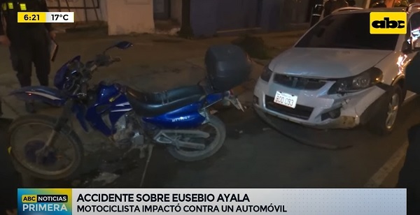 Motociclista sufre lesiones tras choque sobre Eusebio Ayala