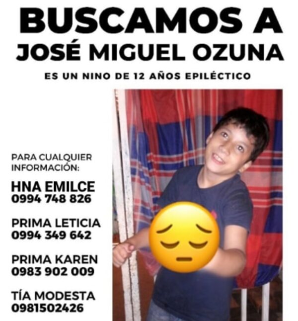 Niño desaparecido: ocho días sin saber de José Miguel - Nacionales - ABC Color