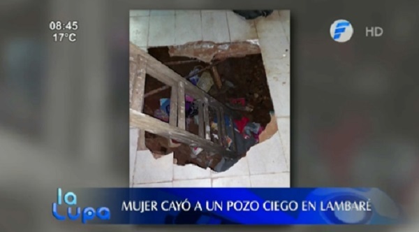 Mujer cae a un pozo ciego en Lambaré