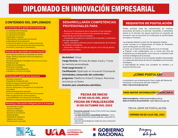 Periodo de postulación para diplomado en innovación empresarial cierra este viernes - .::Agencia IP::.