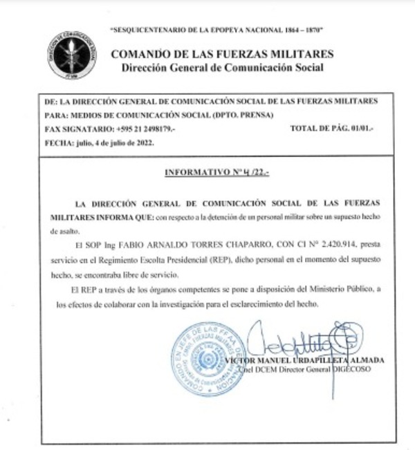Militar de escolta presidencial lideraba una banda de asaltantes de poca monta, según investigadores | 1000 Noticias
