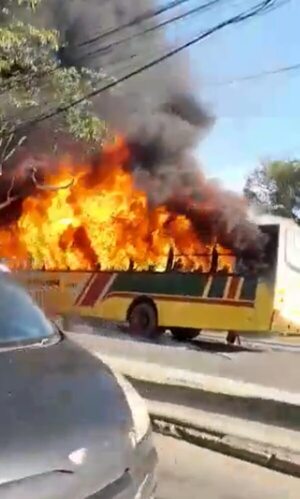 Bus se incendia sobre la avenida Artigas - Nacionales - ABC Color