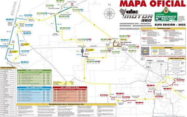 Mapa oficial del Transchaco Rally 2022 - ABC Motor 360 - ABC Color
