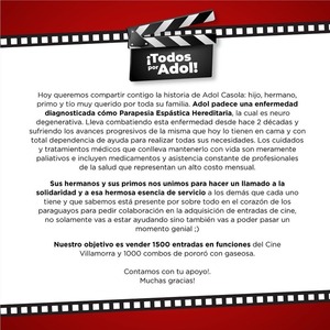 Organizan ciclo de cine a beneficio de Adol Casola en el Cine Villa Morra | 1000 Noticias