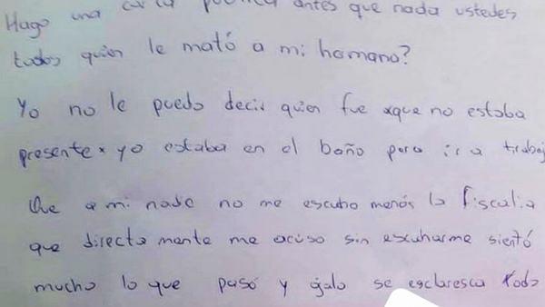 Joven imputado por crimen de su hermana afirma inocencia