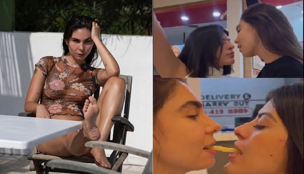 Artista provocativa a los besos con su amiga en pleno shopping - Teleshow