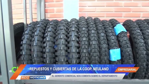 Departamento de repuestos y cubiertas de la Cooperativa Neuland.