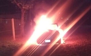 Vehículo estacionado se incendió por completo en Santa Rita