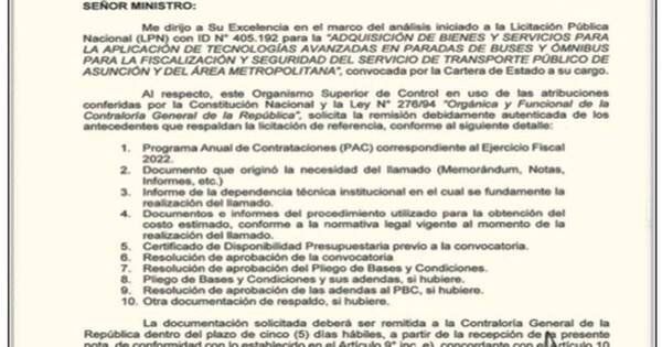 La Nación / Contraloría pide los documentos sobre “paradas de oro” al MOPC