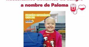 La Nación / Todos por Paloma: niña con leucemia recaída necesita donación de sangre