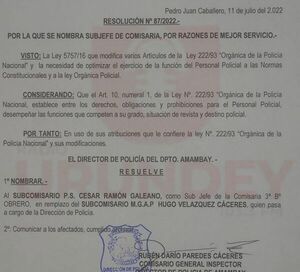 Tras denuncia por agresión destituyen a sub jefe policial - Radio Imperio