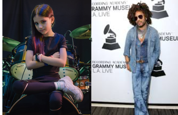La pequeña baterista Emma Sofía fue sorprendida por el cantante Lenny Kravitz