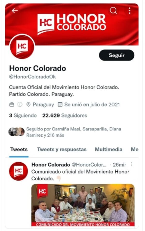 Usuarios que seguían a Infovacunate terminaron en cuenta de Honor Colorado - Nacionales - ABC Color