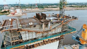Avanzan obras de lo que será el primer puente que unirá Asunción con la región occidental, llamado Héroes del Chaco