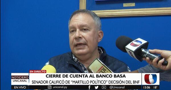 Para senador, cierre de cuentas de Tabesa en BNF es un "martillo político"