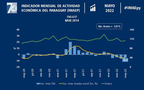 Actividad económica cayó 4,7% en mayo - Economía - ABC Color