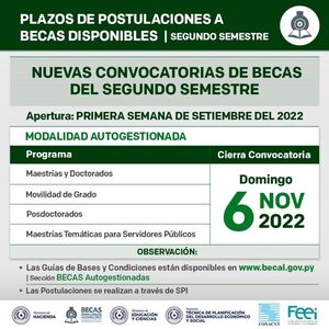 Anuncian nuevas convocatorias de becas para postgrados en el exterior » San Lorenzo PY