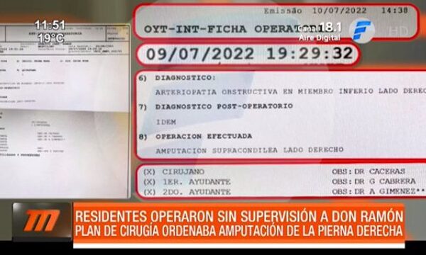 #EXCLUSIVO - Documentos sobre amputación equivocada en IPS | Telefuturo