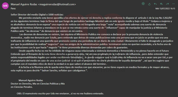 Derecho a réplica | 1000 Noticias