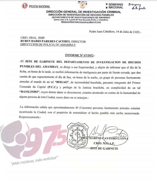 Policía fue alertada por un posible atentado contra una autoridad