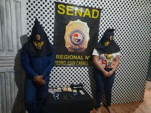 Pareja cayó con supuestas dosis de cocaína tras operativo de la Senad