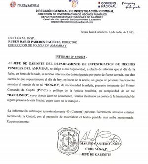 Ante amenaza de atentado, refuerzan seguridad de autoridades en Amambay  - Policiales - ABC Color